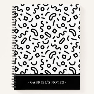 Cuaderno Patrón de silenciamiento retro   Añadir su nombre