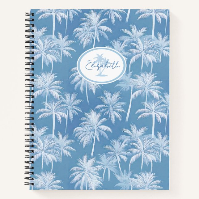 Cuaderno Patrón de silueta de árbol de palmas hawaiano ID10 (Anverso)