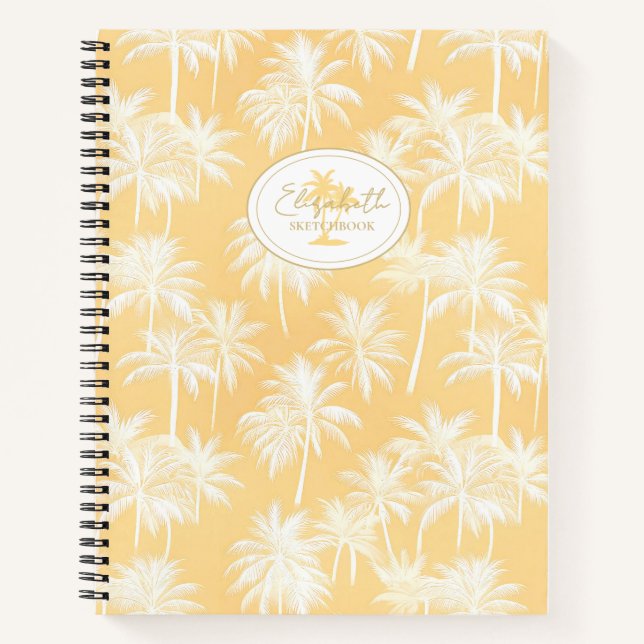 Cuaderno Patrón de silueta de árbol de palmas hawaiano ID10 (Anverso)