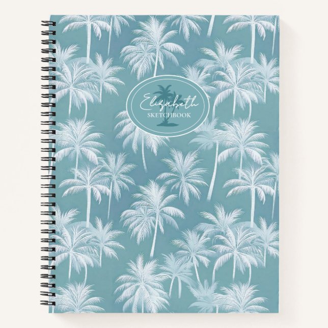 Cuaderno Patrón de silueta de árbol de palmas hawaiano ID10 (Anverso)
