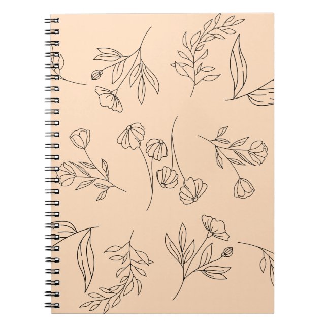 Cuaderno Patrón de silueta de flores (Frente)