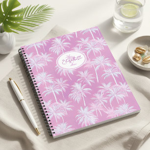 Cuaderno Patrón de silueta de palmera hawaiana ciruela ID10