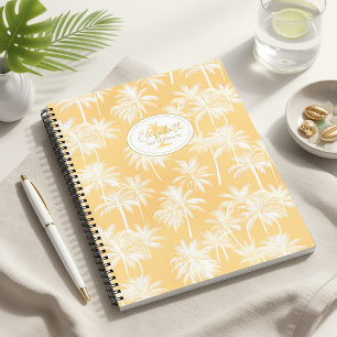 Cuaderno Patrón de silueta de palmera hawaiana en oro ID109
