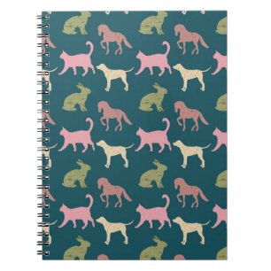 Cuaderno Patrón de siluetas de animales perro gato caballo