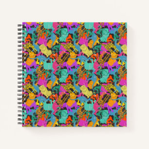 Cuaderno Patrón de siluetas de animales retro