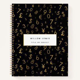 Cuaderno Patrón de símbolos de moneda de números de lujo de