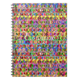 Cuaderno patrón de símbolos de paz multicolor