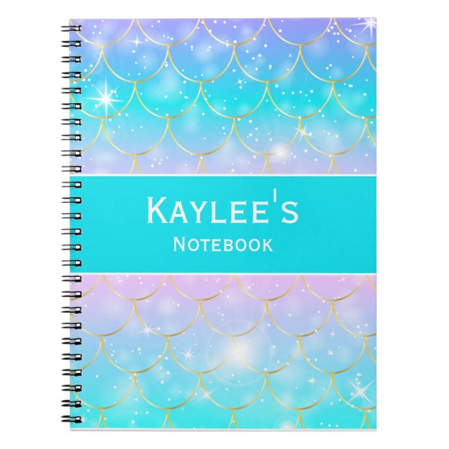 Cuaderno Patrón de sirena, chicas de monograma Personalizad (Frente)