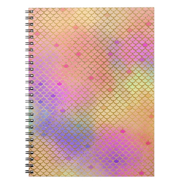 Cuaderno Patrón de sirena de Ombre Pastel colorido divertid (Frente)