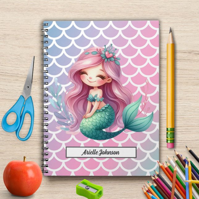 Cuaderno Patrón de sirena nombre personalizado  (Subido por el creador)