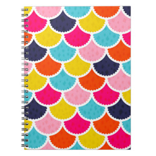 Cuaderno Patrón de sirena vintage sin foco como pez colorid