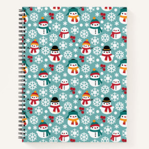 Cuaderno Patrón de Snowmans y Snowflakes Seamless