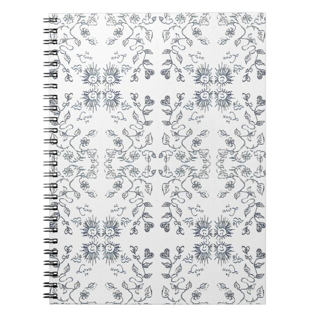Cuaderno Patrón de sol y flores (Frente)