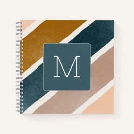 Cuaderno Patrón de striping inicial encantador Verde azulad