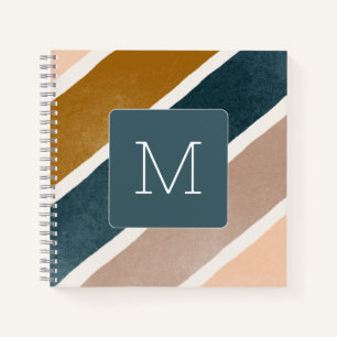 Cuaderno Patrón de striping inicial encantador Verde azulad