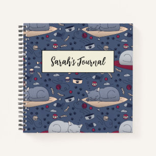 Cuaderno Patrón de sueños de gatos sensacionalistas y acoge