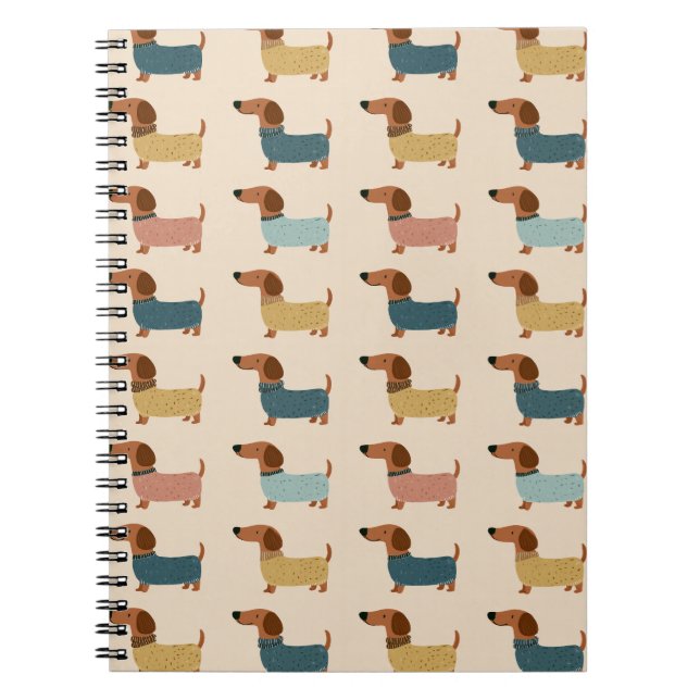 Cuaderno Patrón de suéter acogedor para Dachshund (Frente)