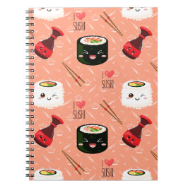 Cuaderno Patrón de suhi kawaii rosado