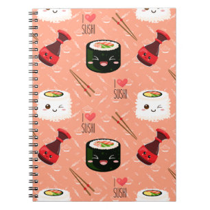 Cuaderno Patrón de suhi kawaii rosado