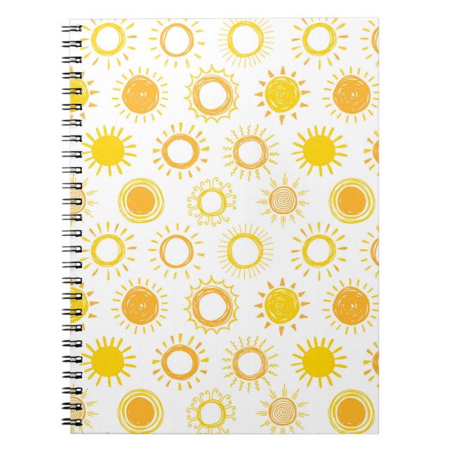 Cuaderno Patrón de Suns de Doodle dibujado a mano (Frente)
