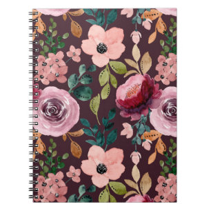 Cuaderno Patrón de superficie floral-Moda Color de agua col