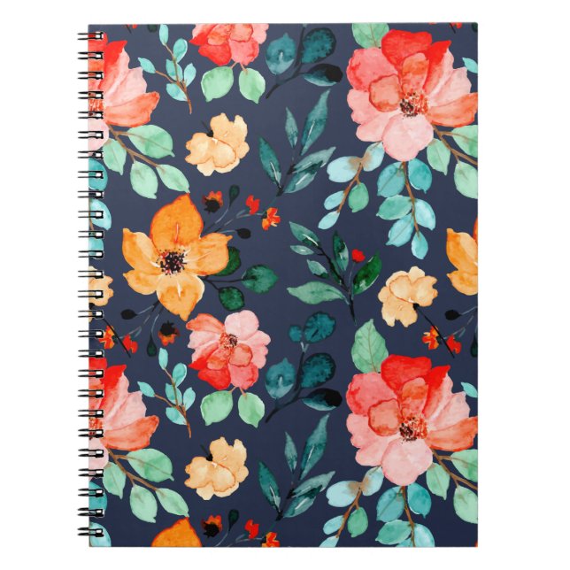 Cuaderno Patrón de superficie floral- Primavera decorativa  (Frente)