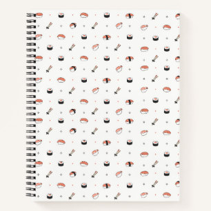 Cuaderno Patrón de Sushi Kawaii Minimalista Comida Japonesa