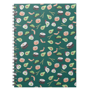 Cuaderno Patrón de sushi verde suave