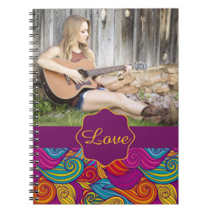Cuaderno Patrón de Swirls Wavy Stripe Colorful Personalizad