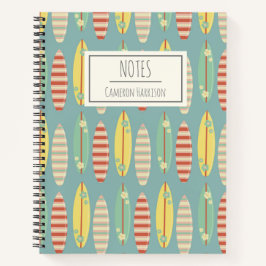 Cuaderno Patrón de tabla de surf Hippie Hawaii lindo Azul