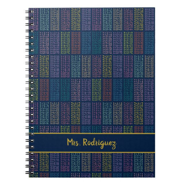 Cuaderno Patrón de tablas de multiplicación coloridas (Frente)