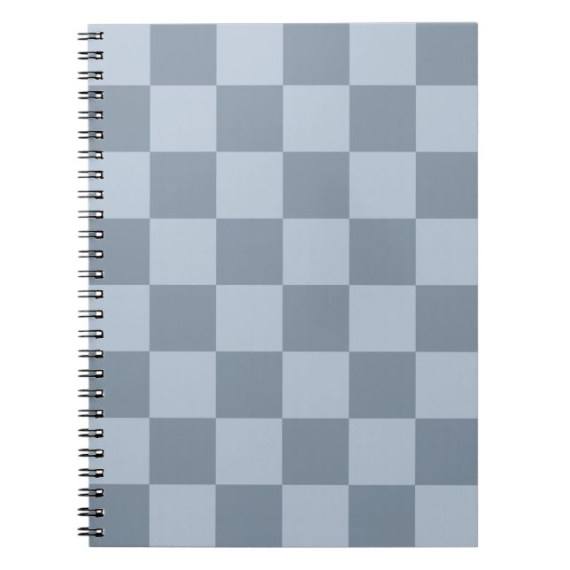 Cuaderno Patrón de tablero de ajedrez azul en polvo minimal (Frente)