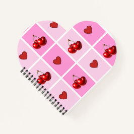 Cuaderno Patrón de tablero de ajedrez de corazón de cereza 