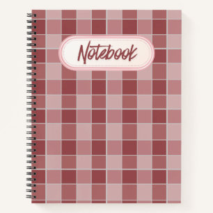 Cuaderno Patrón de tablero de ajedrez de rubor cálido Rosa