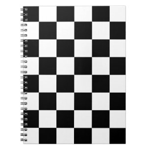 Cuaderno Patrón de tablero de ajedrez en negro y blanco