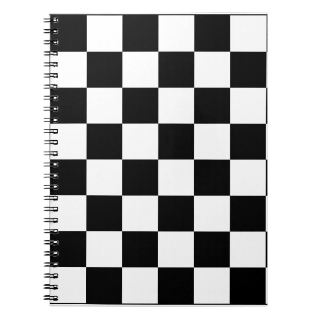 Cuaderno Patrón de tablero de ajedrez en negro y blanco (Frente)