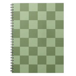 Cuaderno Patrón de tablero de ajedrez verde salvia minimali