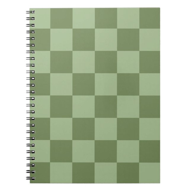 Cuaderno Patrón de tablero de ajedrez verde salvia minimali (Frente)