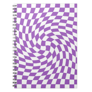 Cuaderno Patrón de tablero de cheques morado y blanco