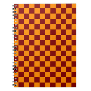Cuaderno Patrón de tablero de cheques rojo + Naranja