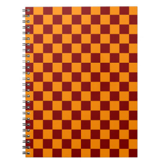 Cuaderno Patrón de tablero de cheques rojo + Naranja