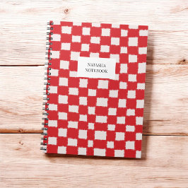 Cuaderno Patrón de tablero de cheques rojo y rosa negrita