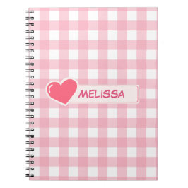 Cuaderno Patrón de tablero de cheques rosa y blanco