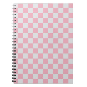 Cuaderno Patrón de tablero de cheques rosados + grises