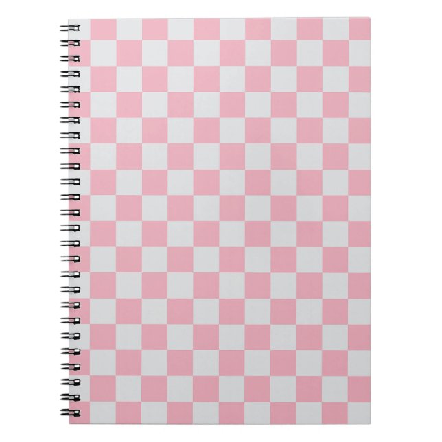 Cuaderno Patrón de tablero de cheques rosados + grises (Frente)