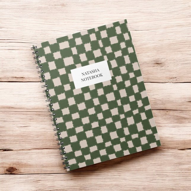 Cuaderno Patrón de tablero de cheques verde y gris de moda (Subido por el creador)