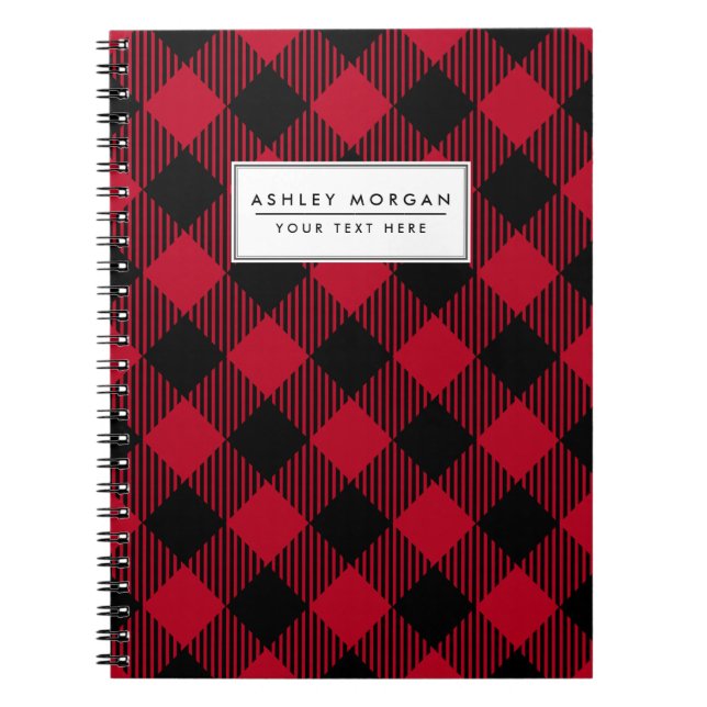 Cuaderno Patrón De Tapado De Búfalo De Comprobación Rojo Y  (Frente)