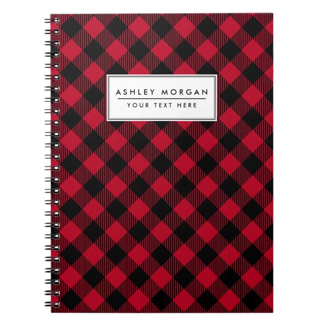 Cuaderno Patrón De Tapado De Búfalo De Comprobación Rojo Y  (Frente)