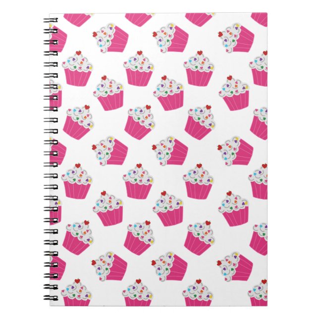 Cuaderno Patrón de tarta rosa rosa brillante de postre dulc (Frente)