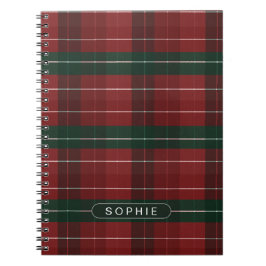 Cuaderno Patrón de Tartán de Nombre Personalizado